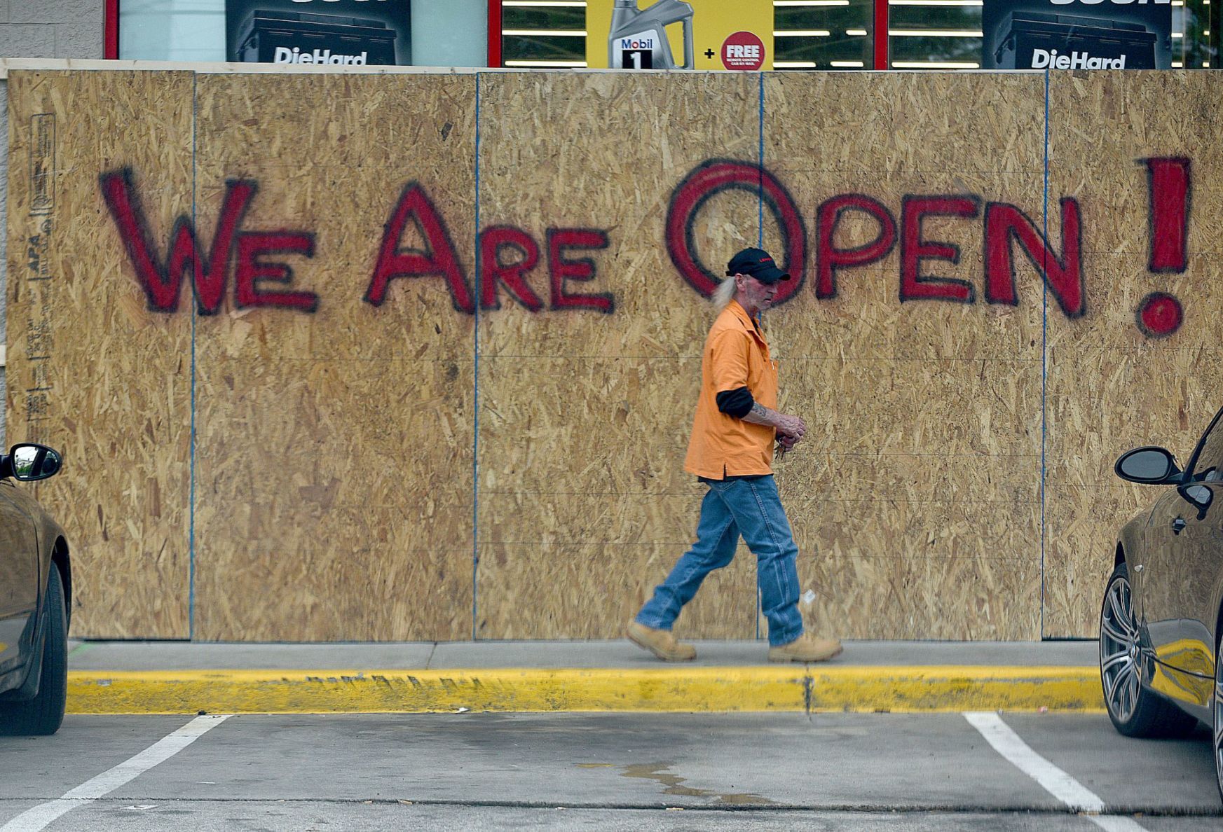 Businesses boarded up